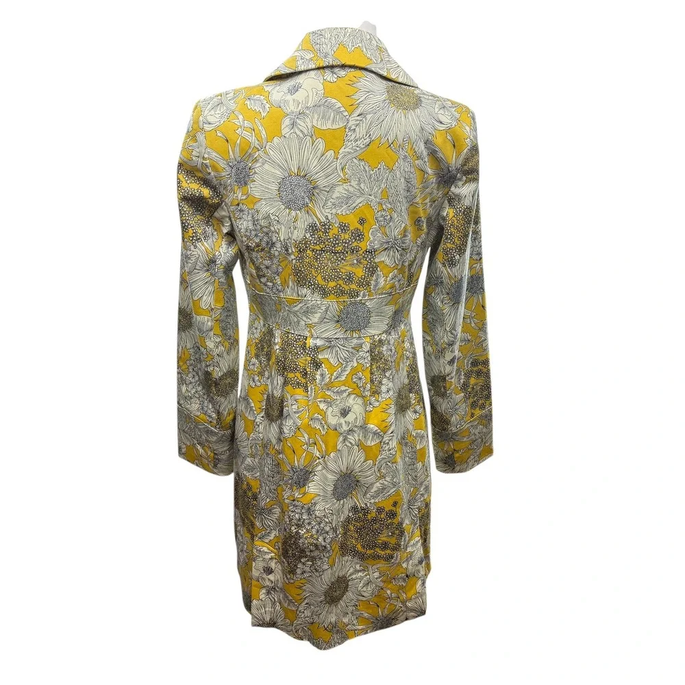 Liberty of‎ London Target Sunflower Print Pea Coat Jacket Women XS Yellow Long - Picture 7 of 10